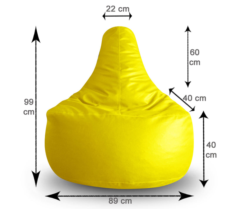 Style Homez Premium Leatherette XXL Bean Bag Gaming Chair Yellow Color Filled with Beans Fillers