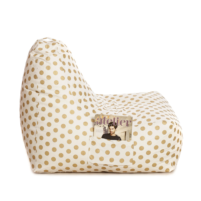 Style Homez Hackey Cotton Canvas Polka Dots Printed Bean Bag XXL Size Cover Only