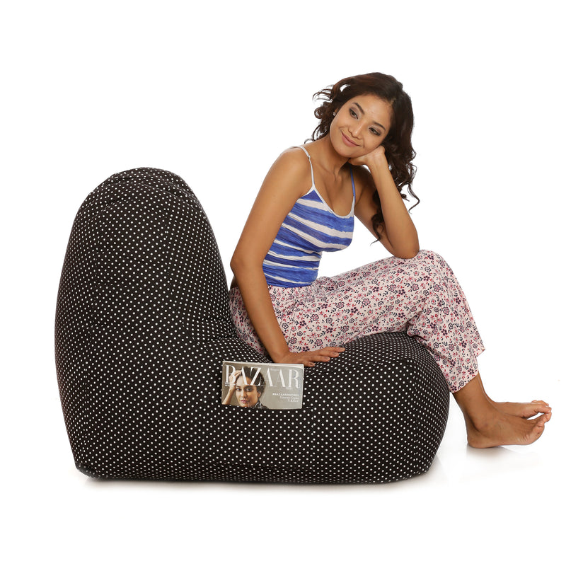 Style Homez Hackey Cotton Canvas Polka Dots Printed Bean Bag XXL Size With Fillers