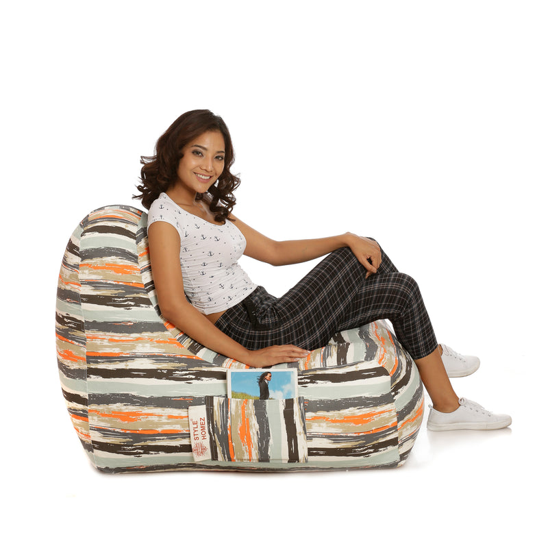 Style Homez Hackey Cotton Canvas Stripes Printed Bean Bag XXL Cover Only