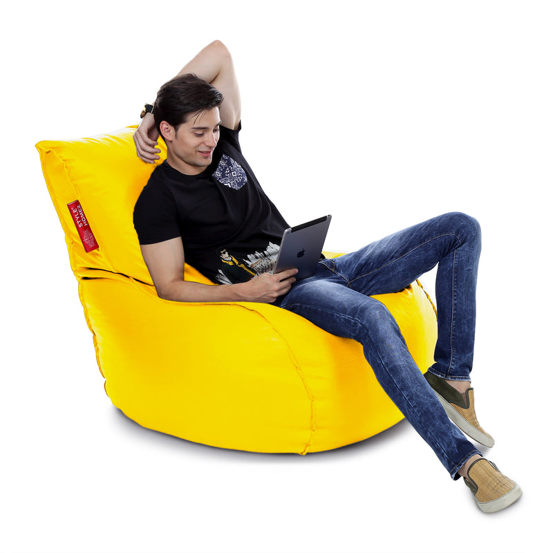 Style Homez Mambo XXL Bean Bag Yellow Color Filled with Beans