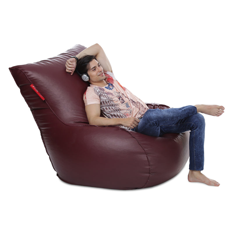 Style Homez Mambo Lounger XXXL Bean Bag Maroon Color Filled with Beans