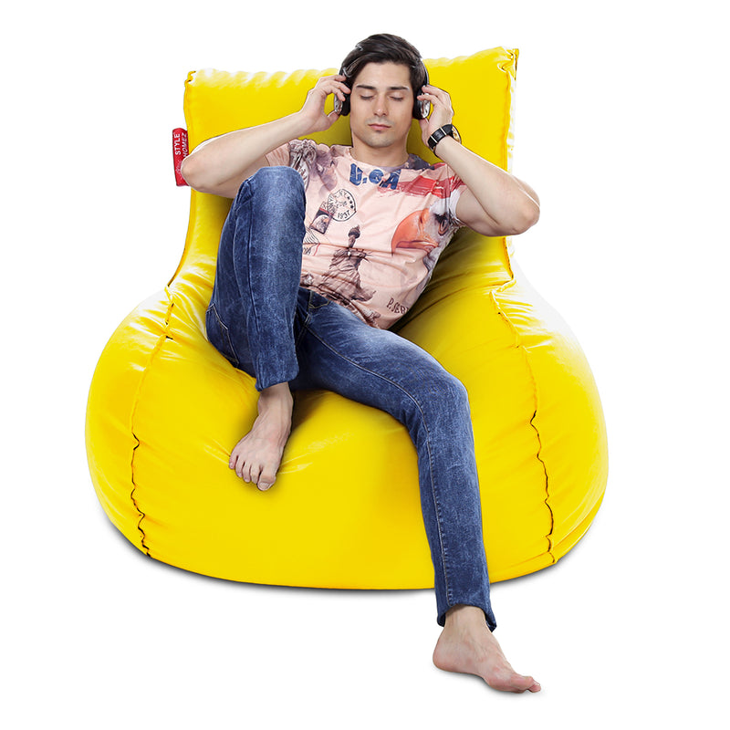 Style Homez Mambo Lounger XXXL Bean Bag Yellow Color Filled with Beans