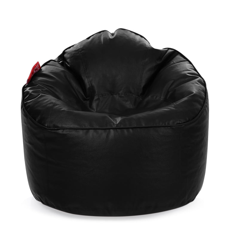 Style Homez Premium Leatherette Mooda Rocker Lounger Bean Bag XXL Size Black Color Filled With Beans