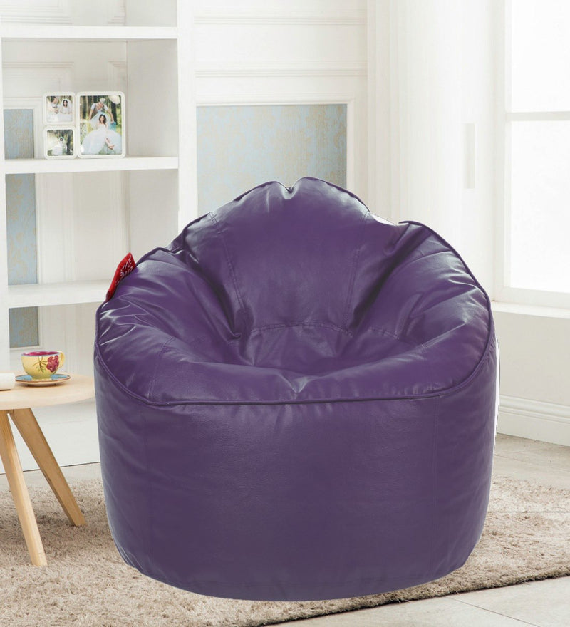 Style Homez Premium Leatherette Mooda Rocker Lounger Bean Bag XXL Size Purple Color Filled With Beans