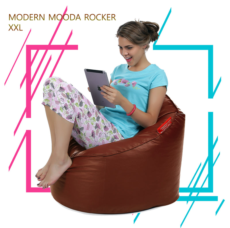 Style Homez Premium Leatherette Mooda Rocker Lounger Bean Bag XXL Size Tan Color Cover Only