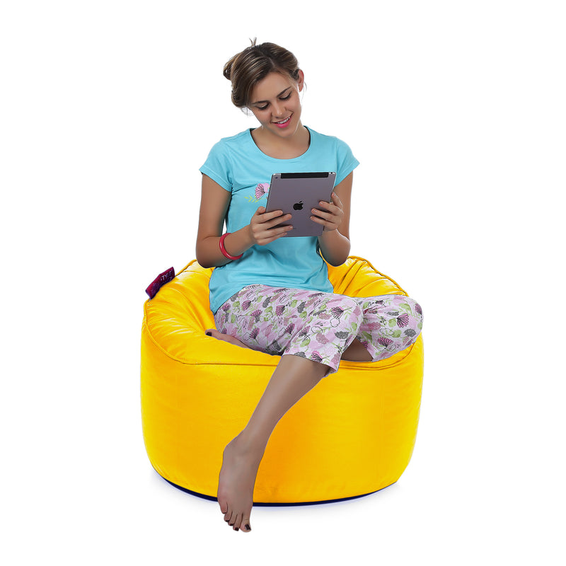 Style Homez Premium Leatherette Mooda Rocker Lounger Bean Bag XXL Size Yellow Color Cover Only
