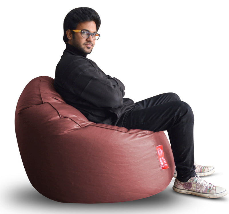 Style Homez Mooda Rocker Lounger Bean Bag XXXL Size Maroon Color Filled with Beans Fillers