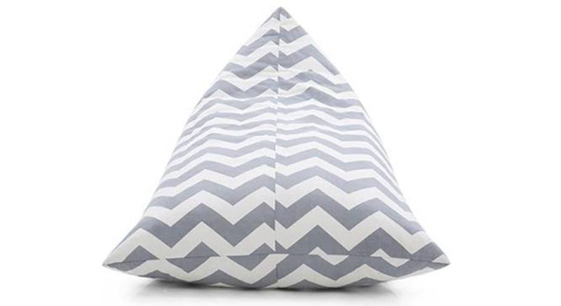 Style Homez PREMIO, Pyramid 100% Cotton Canvas Printed Bean Bag Filled with Beans Fillers, XXL Size Chevron Grey Color