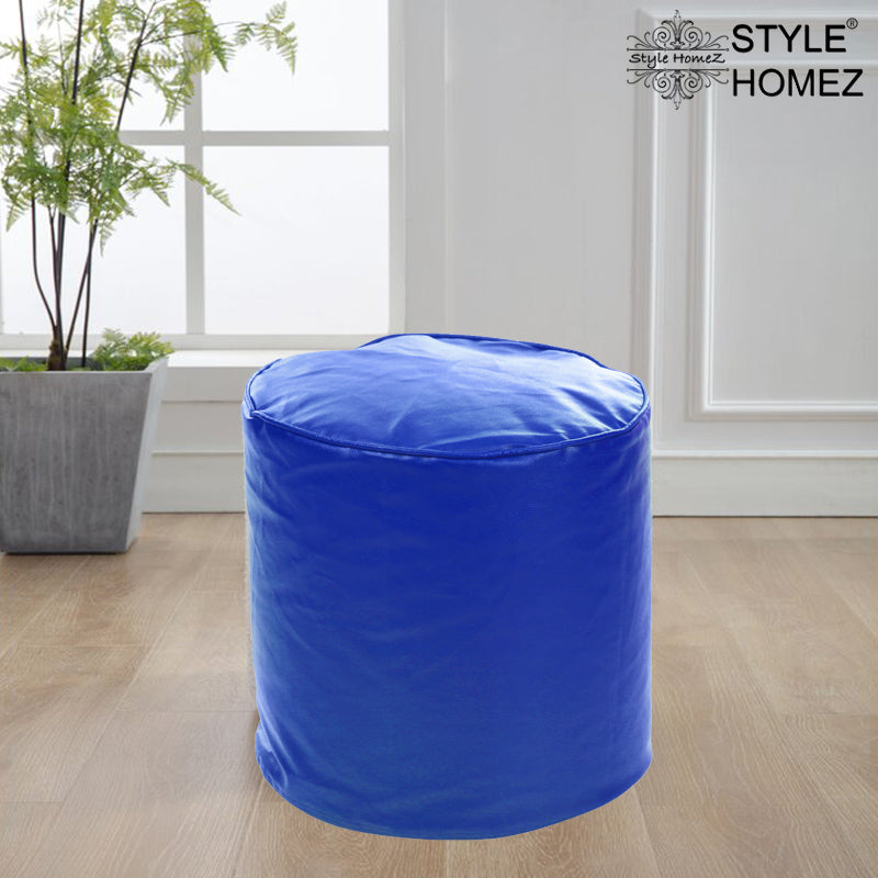 Style Homez Premium Leatherette Round Poof Bean Bag Ottoman Stool Large Size Royal Blue Color Cover Only
