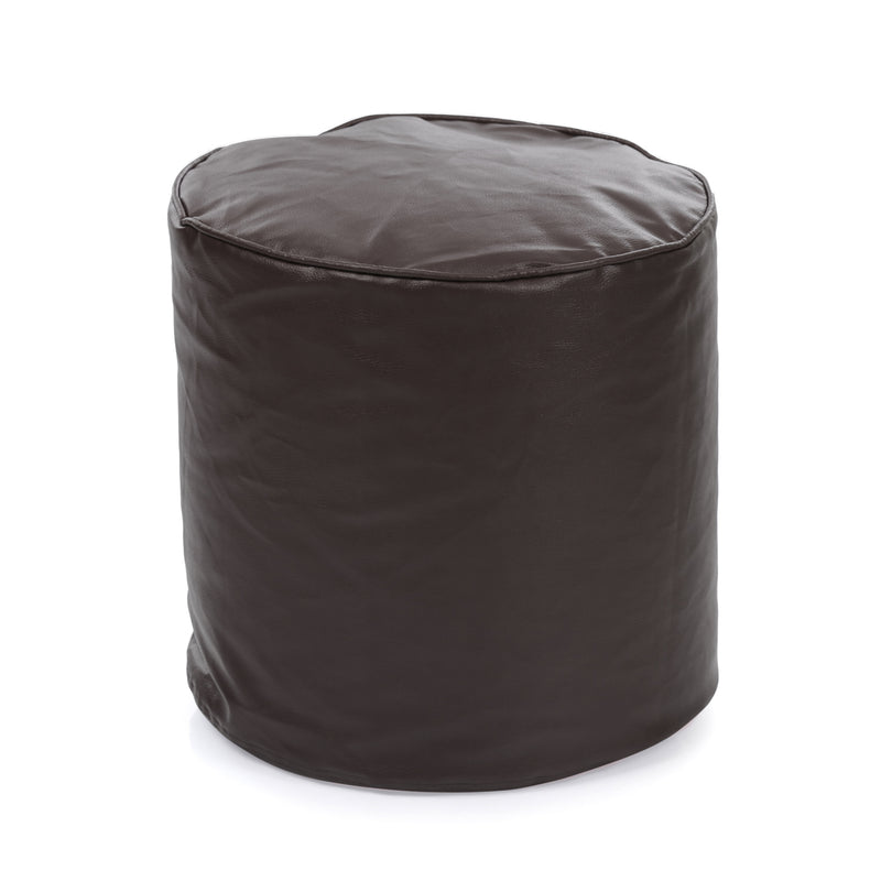 Style Homez Premium Leatherette Round Poof Bean Bag Ottoman Stool Large Size Chocolate Brown Color Cover Only