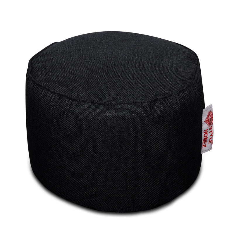 Style Homez ORGANIX Collection, Round Poof Bean Bag Ottoman Stool Large Size Black Color in Organic Jute Fabric, Cover Only