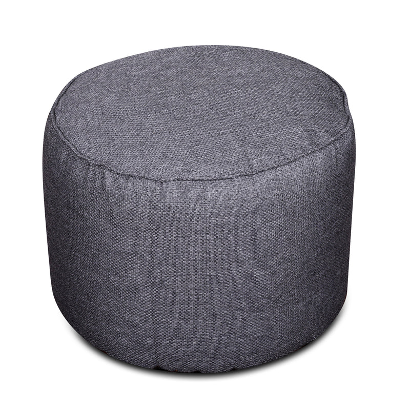 Style Homez ORGANIX Collection, Round Poof Bean Bag Ottoman Stool Large Size Grey Color in Organic Jute Fabric, Cover Only