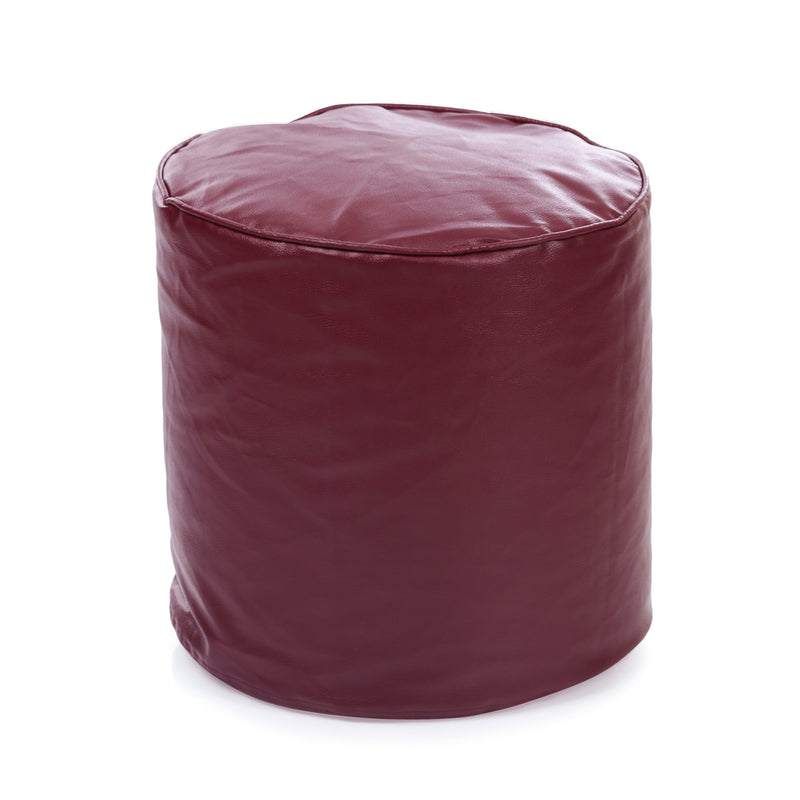 Style Homez Premium Leatherette Classic Poof Bean Bag Ottoman Stool Large Size Maroon Color Filled with Beans Fillers