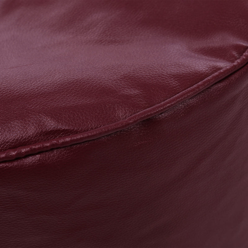 Style Homez Premium Leatherette Round Poof Bean Bag Ottoman Stool Large Size Maroon Color Cover Only