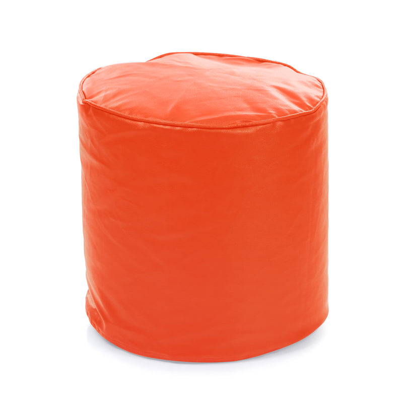 Style Homez Premium Leatherette Round Poof Bean Bag Ottoman Stool Large Size Orange Color Cover Only