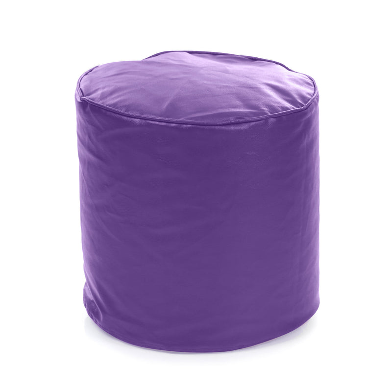 Style Homez Premium Leatherette Round Poof Bean Bag Ottoman Stool Large Size Purple Color Cover Only