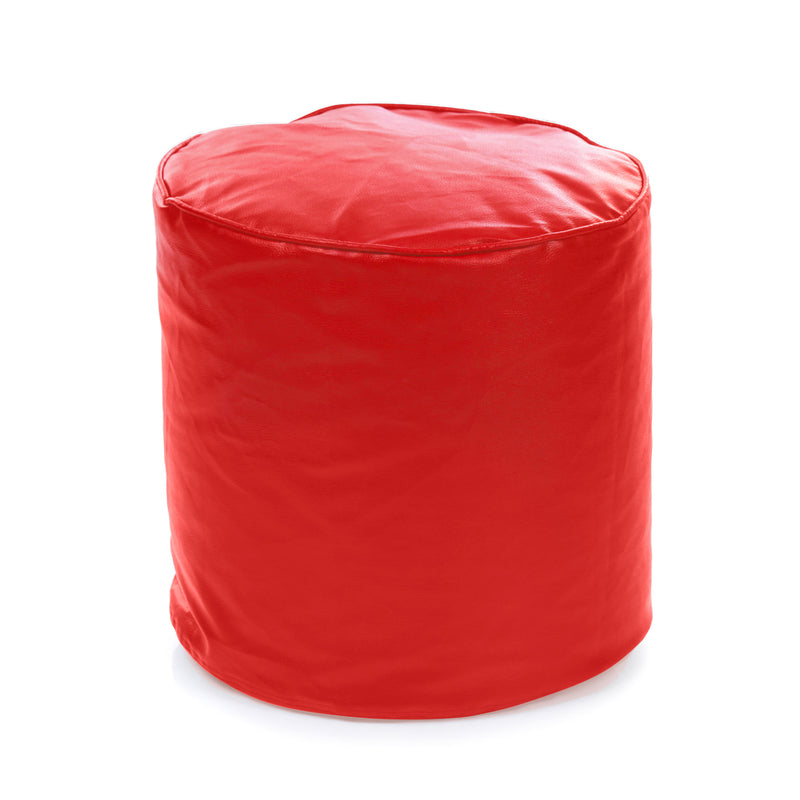 Style Homez Premium Leatherette Round Poof Bean Bag Ottoman Stool Large Size Red Color Cover Only