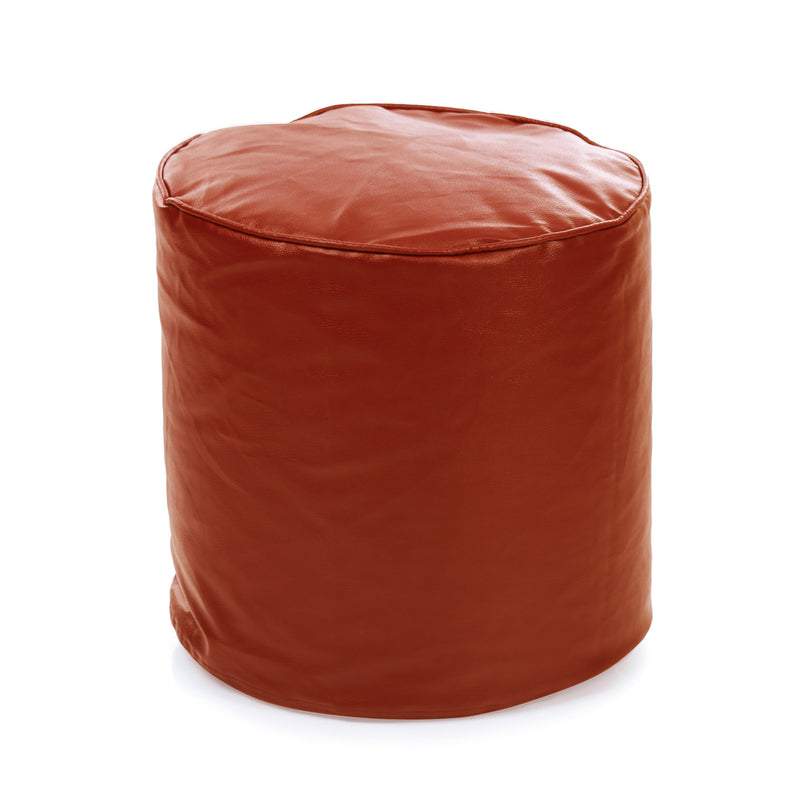 Style Homez Premium Leatherette Round Poof Bean Bag Ottoman Stool Large Size Tan Color Cover Only
