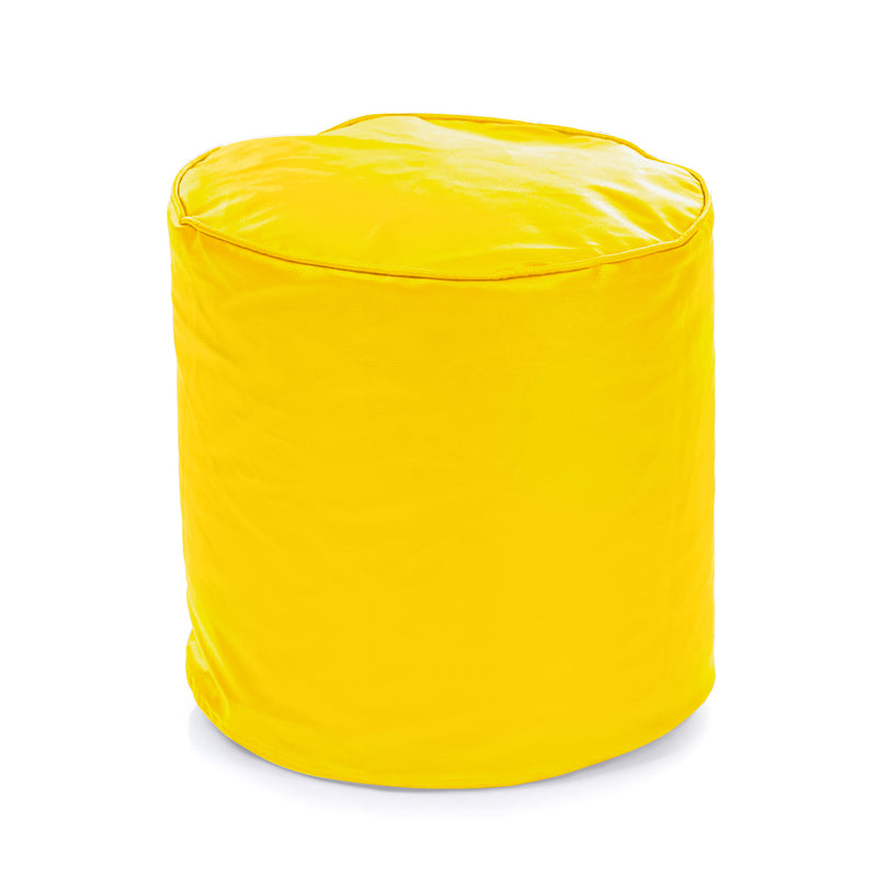 Style Homez Premium Leatherette Classic Poof Bean Bag Ottoman Stool Large Size Yellow Color Filled with Beans Fillers