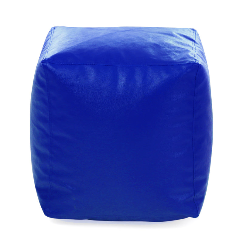 Style Homez Premium Leatherette Classic Bean Bag Square Ottoman Stool L Size Royal Blue Color Cover Only