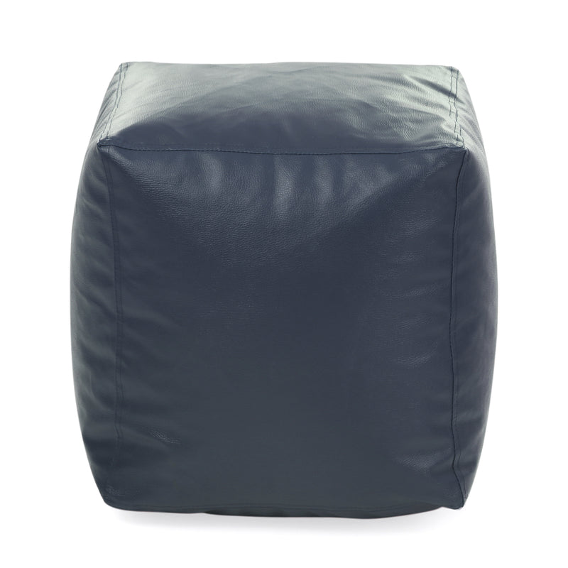 Style Homez Premium Leatherette Classic Bean Bag Square Ottoman Stool L Size Grey Color Filled with Beans Fillers