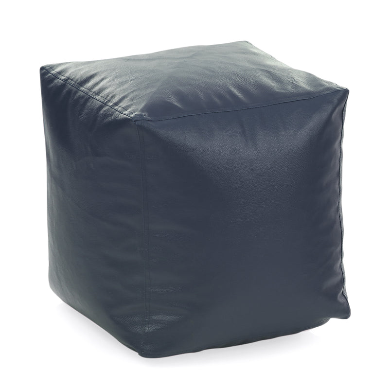 Style Homez Premium Leatherette Classic Bean Bag Square Ottoman Stool L Size Grey Color Filled with Beans Fillers