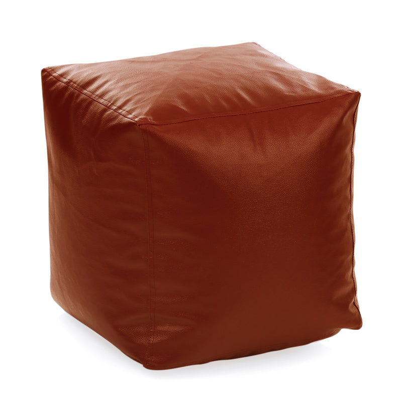 Style Homez Premium Leatherette Classic Bean Bag Square Ottoman Stool L Size Tan Color Cover Only