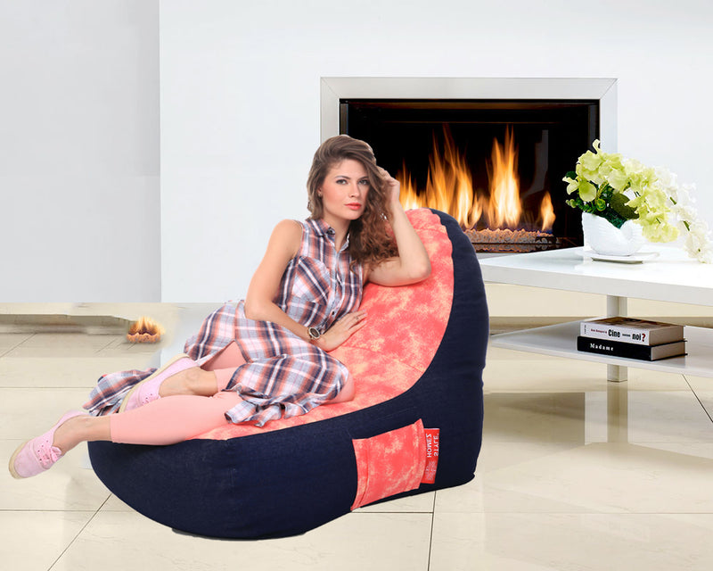 Style Homez Urban Design Denim Canvas Abstract Printed Chair Bean Bag XXL Size Cover Only