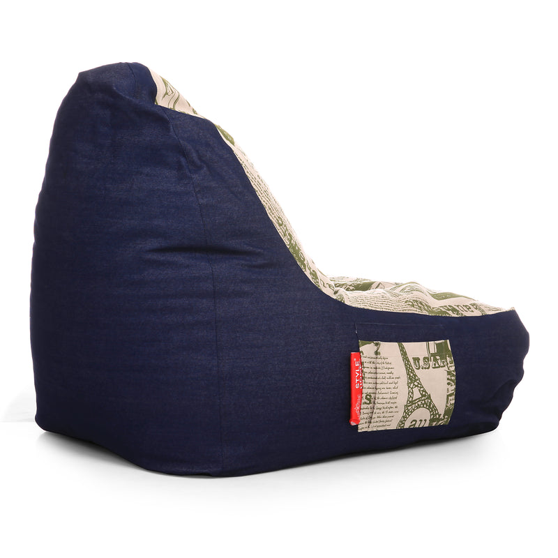Style Homez Urban Design Denim Canvas Abstract Printed Chair Bean Bag XXL Size Cover Only