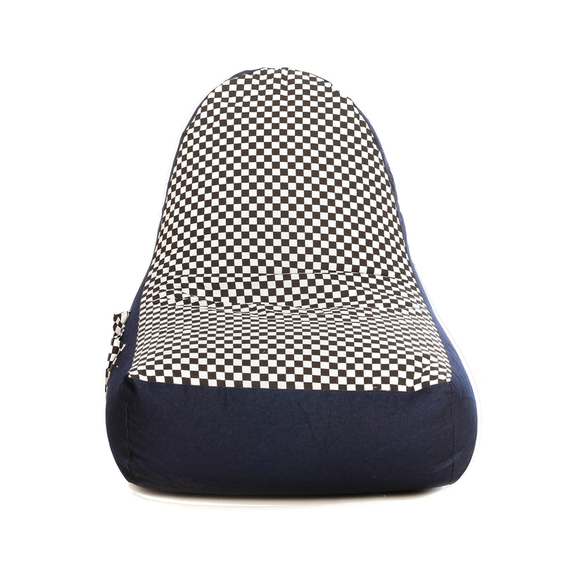 Style Homez Urban Design Denim Canvas Checkered Printed Chair Bean Bag XXL Size Cover Only
