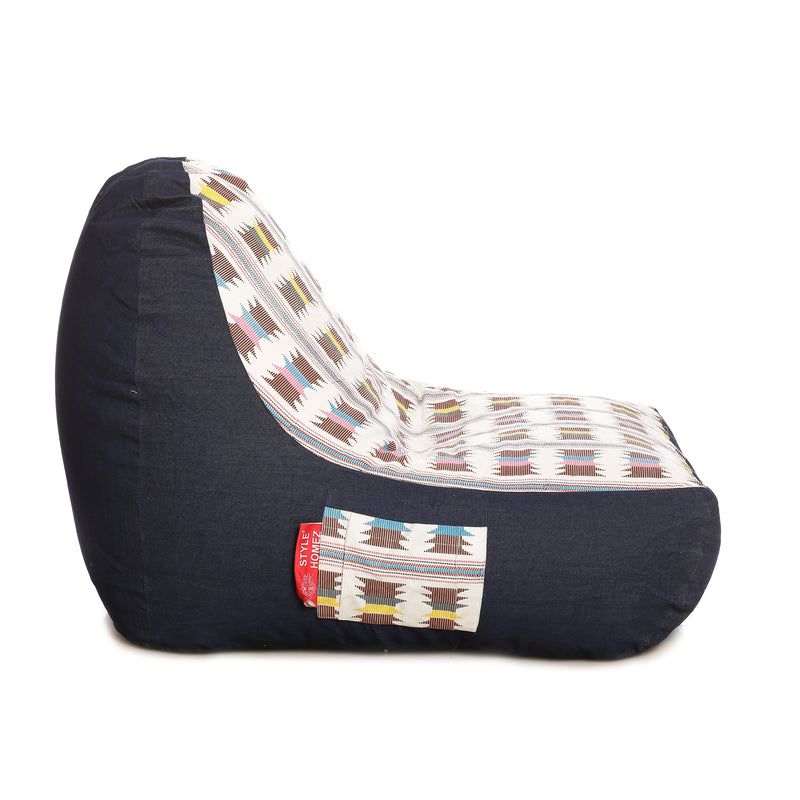 Style Homez Urban Design Denim Canvas IKAT Printed Bean Bag XXL Size Cover Only