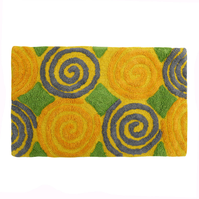 Style Homez Luxurious Hand Tufted  Medium Size Soft Feel Cotton Bath Mat, Yellow Color