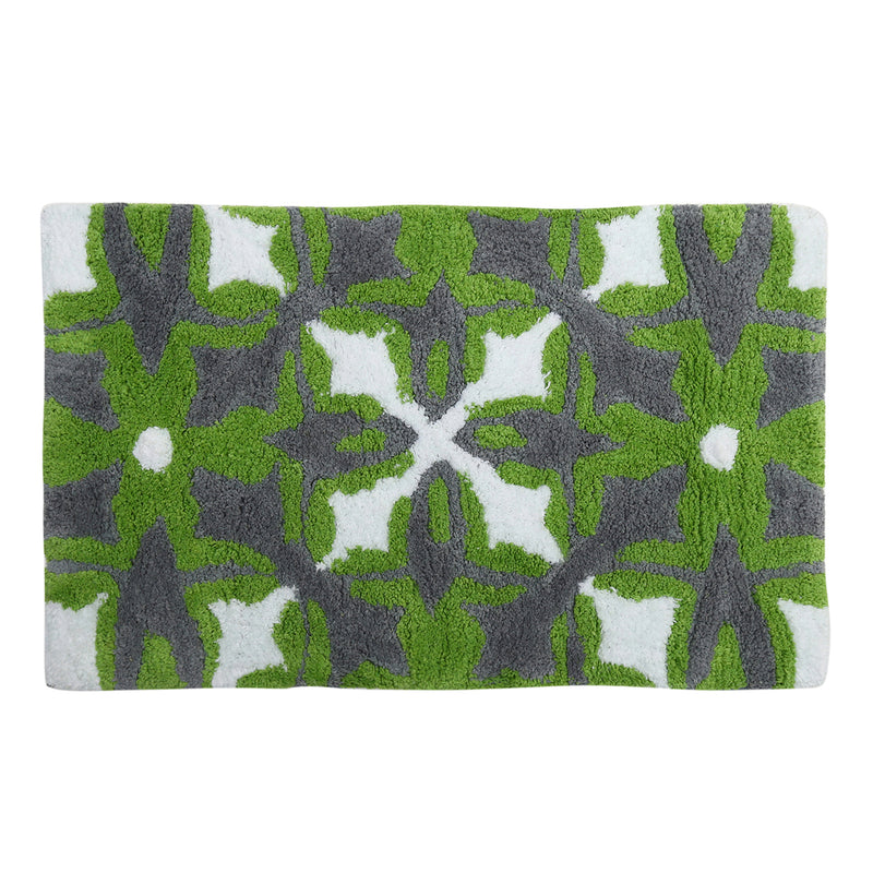 Style Homez Luxurious Hand Tufted  Medium Size Soft Feel Cotton Bath Mat, Parrot Green Color