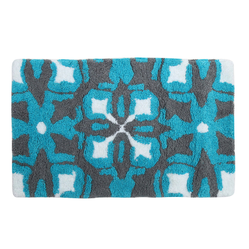 Style Homez Luxurious Hand Tufted  Medium Size Soft Feel Cotton Bath Mat, Turquoise Color