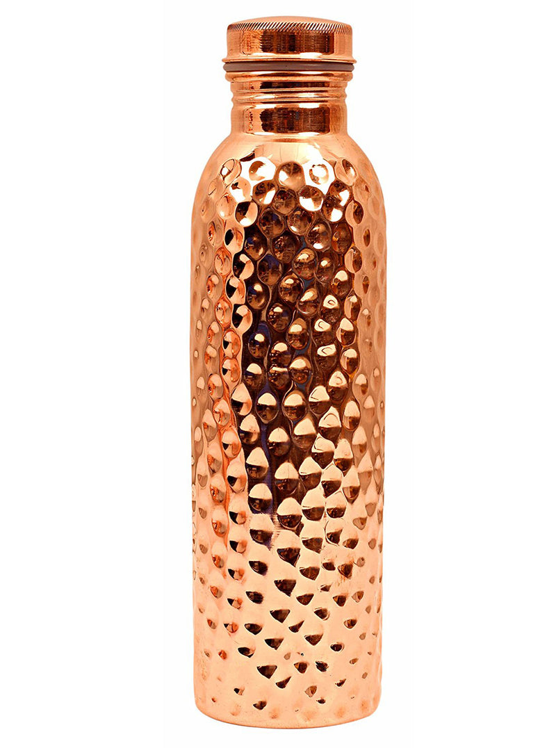 Style Homez Pure Handmade Copper Bottle 1000 ML Hammered Design Lacquer Coated Joint Free & Leak Proof with Ayurvedic Health Benefits (1 Litre)