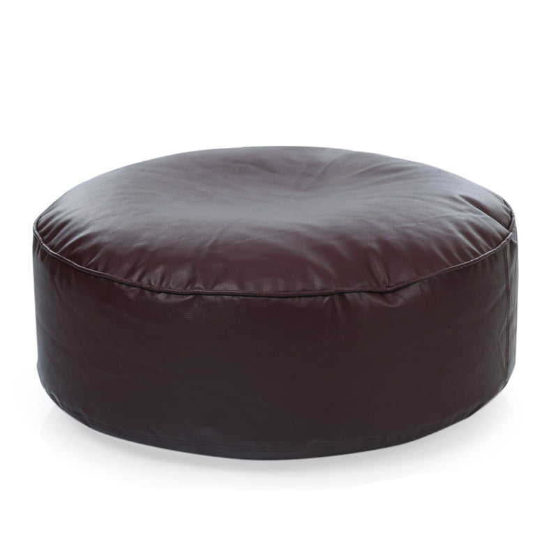 Style Homez Premium Leatherette Large Classic Round Floor Cushion Brown Color Cover Only