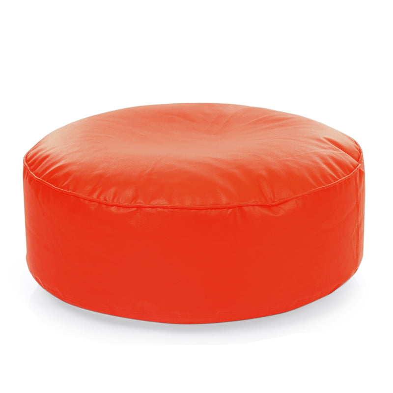 Style Homez Premium Leatherette Large Classic Round Floor Cushion Orange Color Cover Only