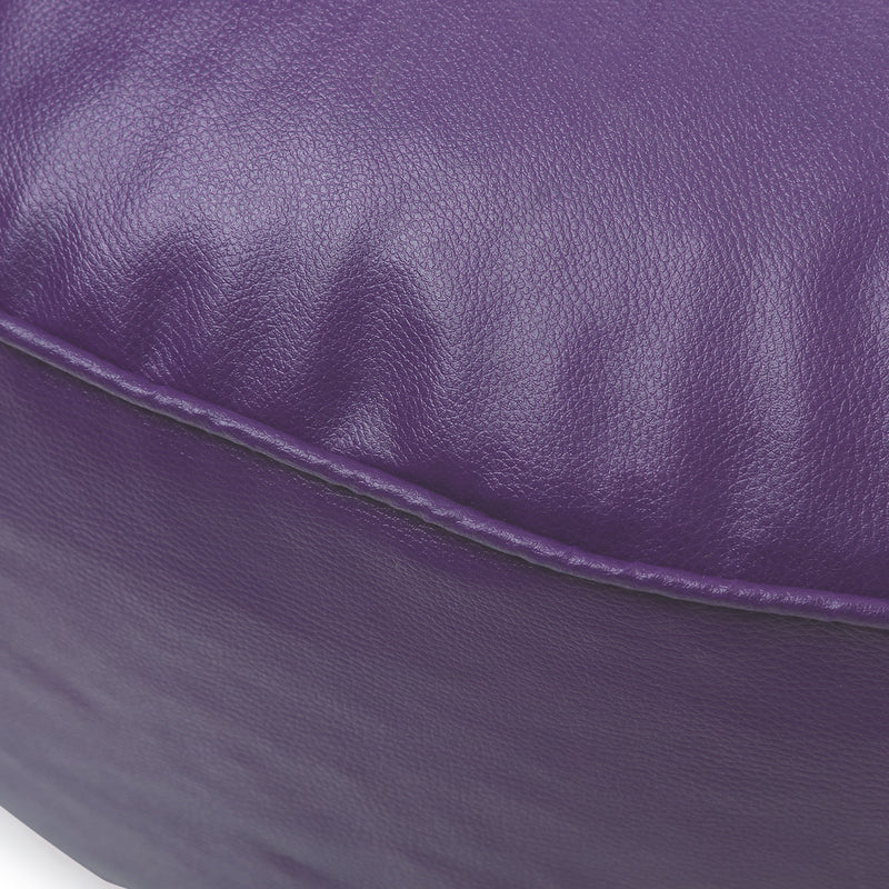 Style Homez Premium Leatherette Large Classic Round Floor Cushion Purple Color Cover Only