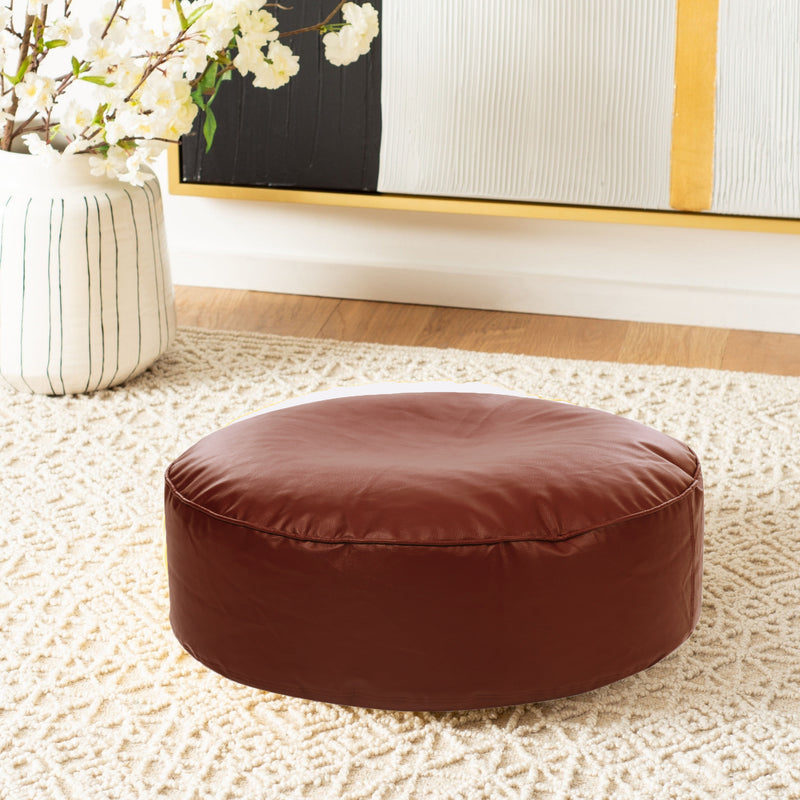 Style Homez Premium Leatherette Large Classic Round Floor Cushion TAN Color Cover Only