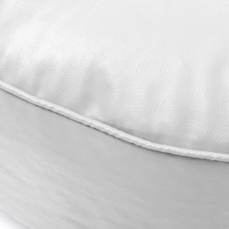 Style Homez Premium Leatherette Large Classic Round Floor Cushion White Color Cover Only
