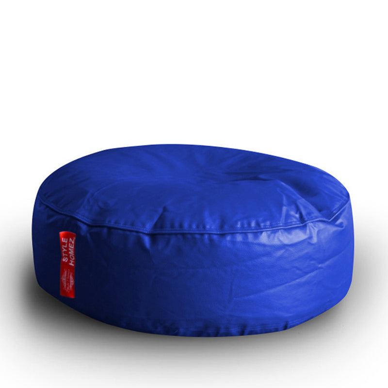 Style Homez Premium Leatherette XL Classic Round Floor Cushion Royal Blue Color, Filled with Beans Fillers