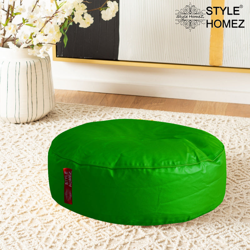 Style Homez Premium Leatherette XL Classic Round Floor Cushion Green Color, Cover Only
