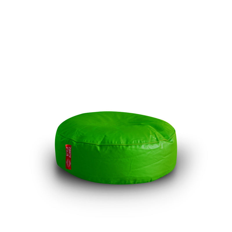 Style Homez Premium Leatherette XL Classic Round Floor Cushion Green Color, Filled with Beans Fillers