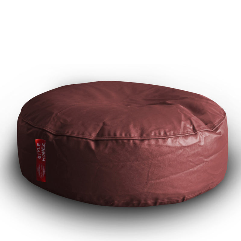 Style Homez Premium Leatherette XL Classic Round Floor Cushion Maroon Color, Cover Only