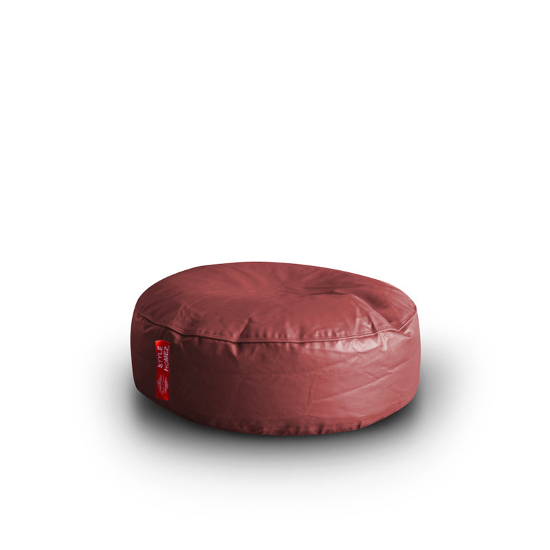 Style Homez Premium Leatherette XL Classic Round Floor Cushion Maroon Color, Cover Only
