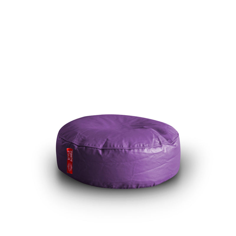 Style Homez Premium Leatherette XL Classic Round Floor Cushion Purple Color, Cover Only