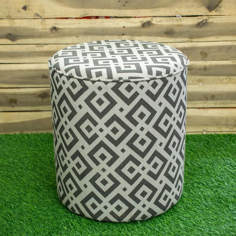 Style Homez UNO, Solid Wood Frame Ottoman With Cotton Canvas Upholestry, Large Size Geometric Caramel Brown Color