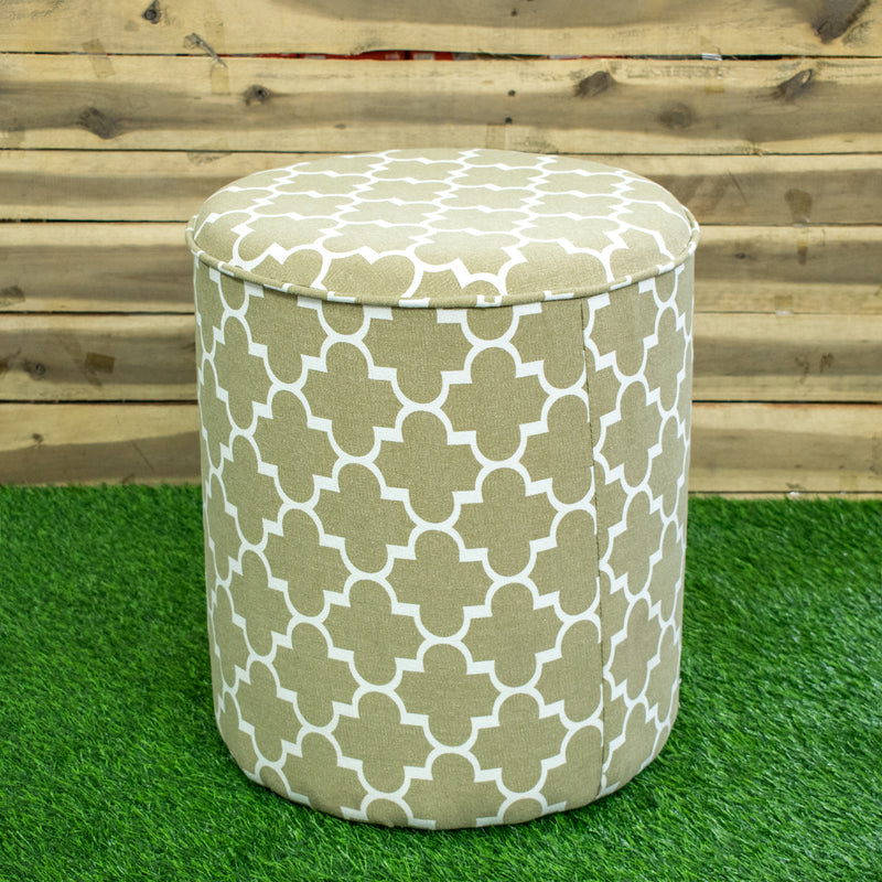 Style Homez UNO, Solid Wood Frame Ottoman With Cotton Canvas Upholestry, Large Size Moroccon Lattice Beige Color