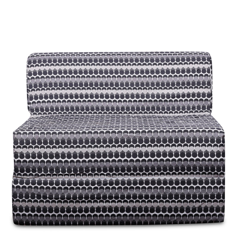Style Homez DappeR Foldable Sofa Cum Bed, 3' x 6' Feet Premium Cotton Canvas Fabric Grey White Color Polka Dots Design